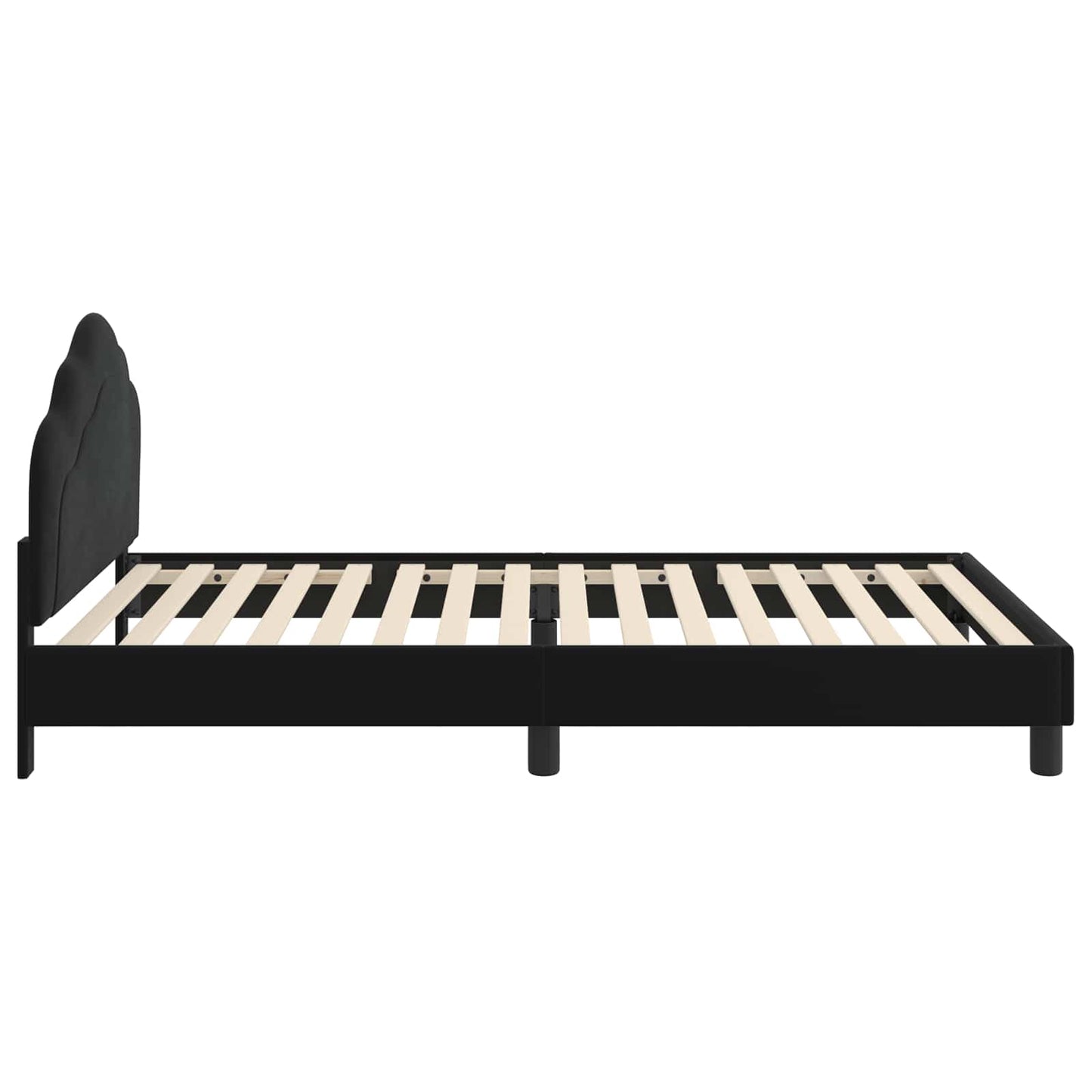 Børnesengestel med hovedgærde Sort 90 x 190 cm Fløjl