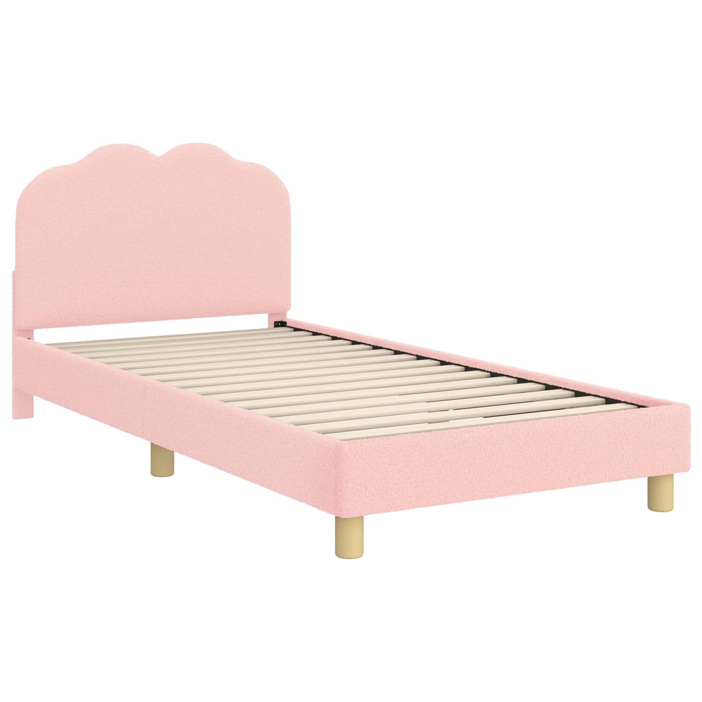 Børnesengestel med hovedgærde Lyserød 90 x 200 cm Bouclé