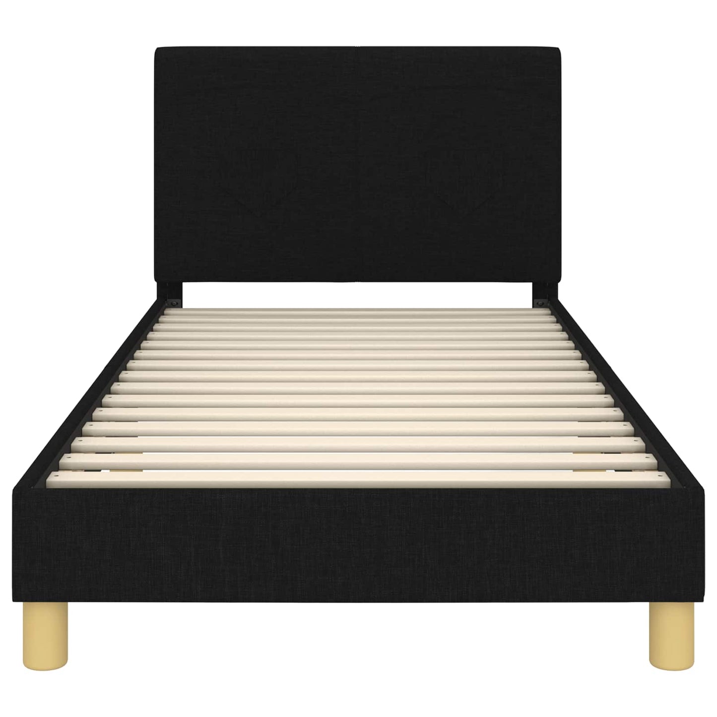 Børnesengestel med hovedgærde Sort 90 x 190 cm Stof