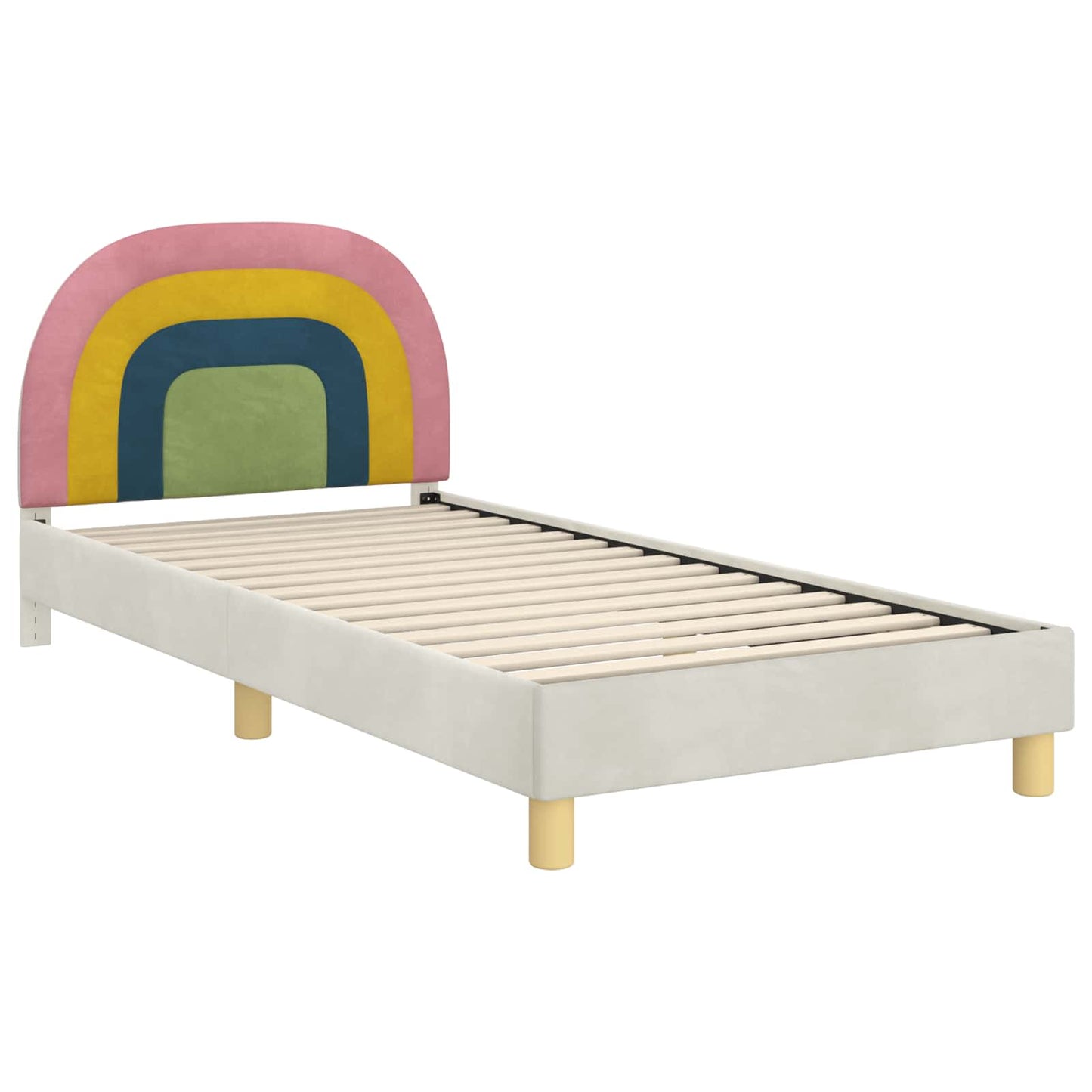 Børnesengestel med hovedgærde Cremefarvet 80 x 200 cm Fløjl