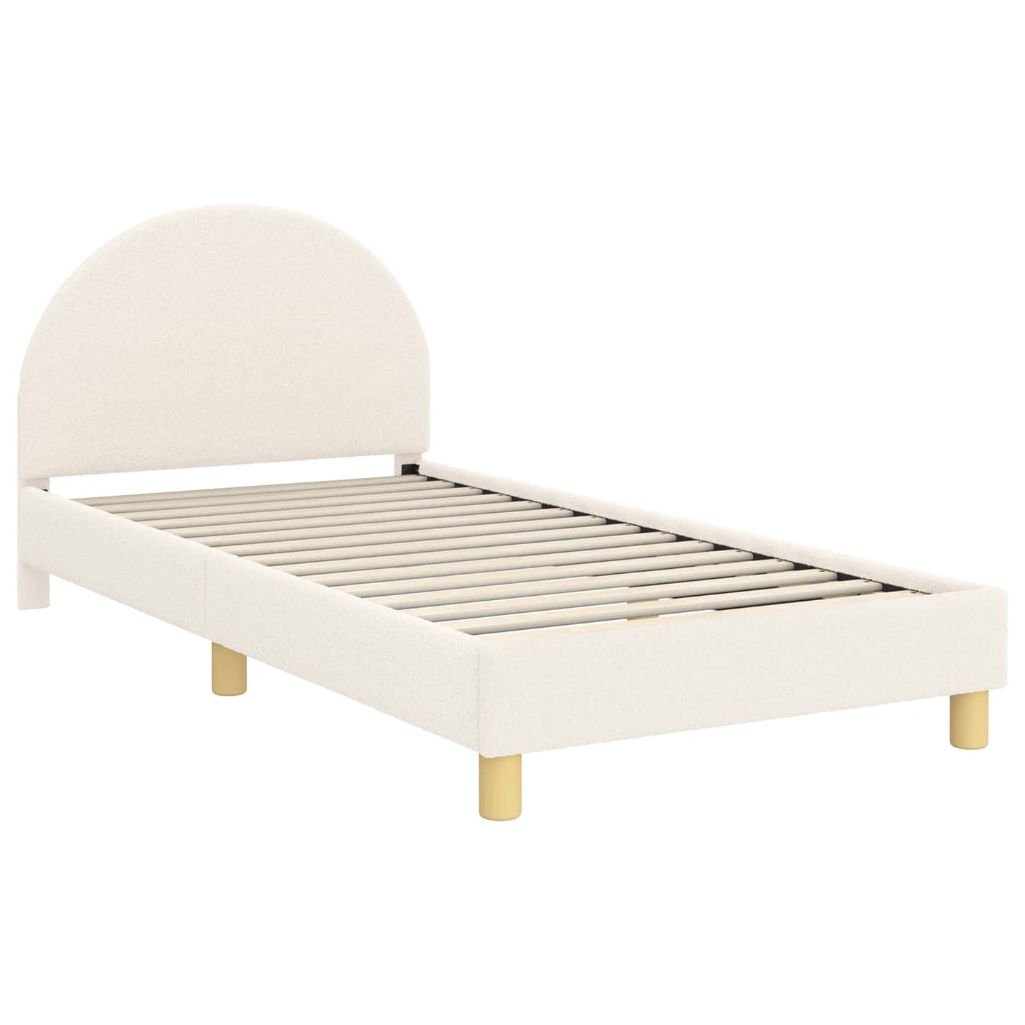 Børnesengestel med hovedgærde Cremefarvet 90 x 200 cm Bouclé