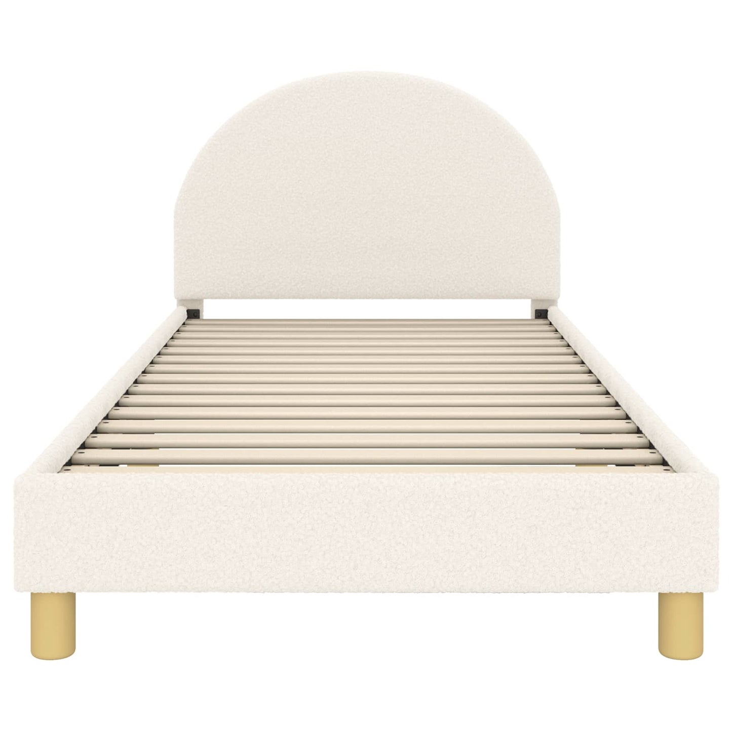 Børnesengestel med hovedgærde Cremefarvet 90 x 200 cm Bouclé