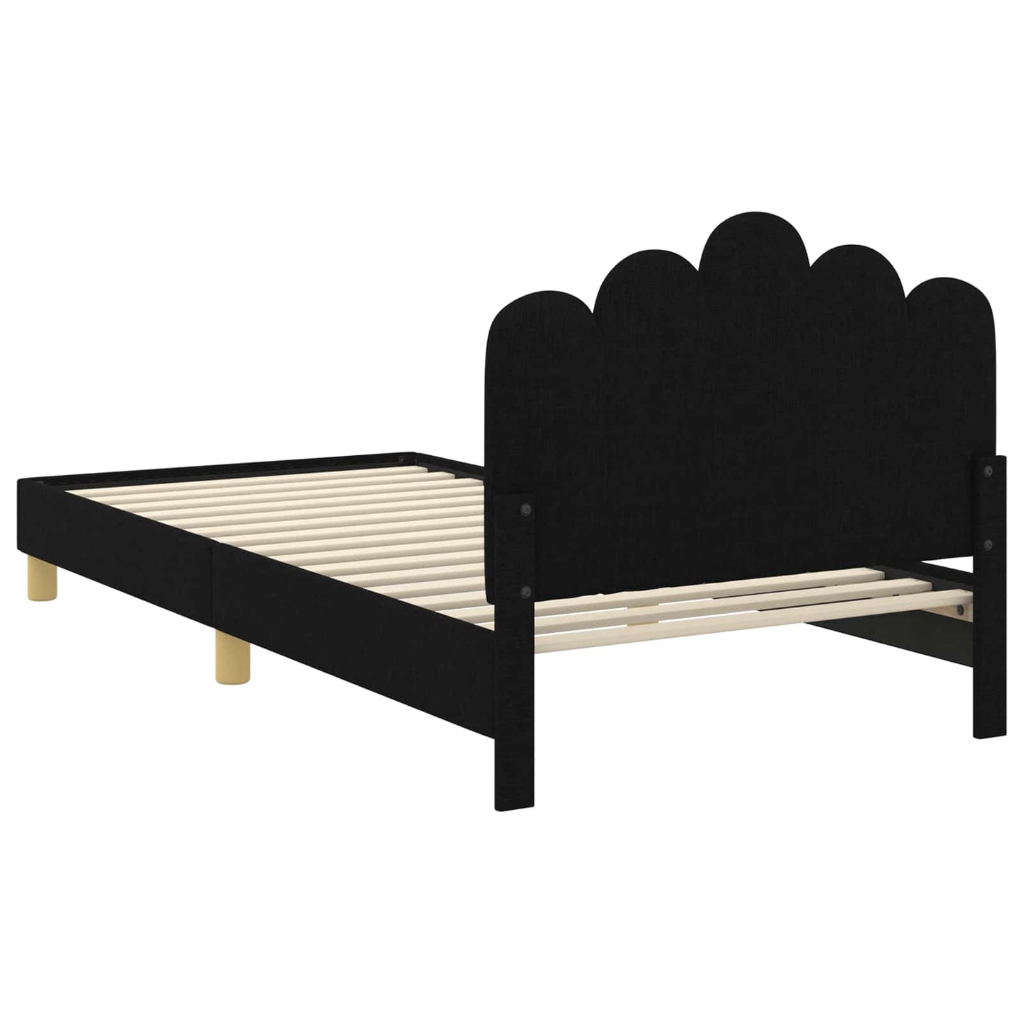 Børnesengestel med hovedgærde Sort 90 x 190 cm Stof
