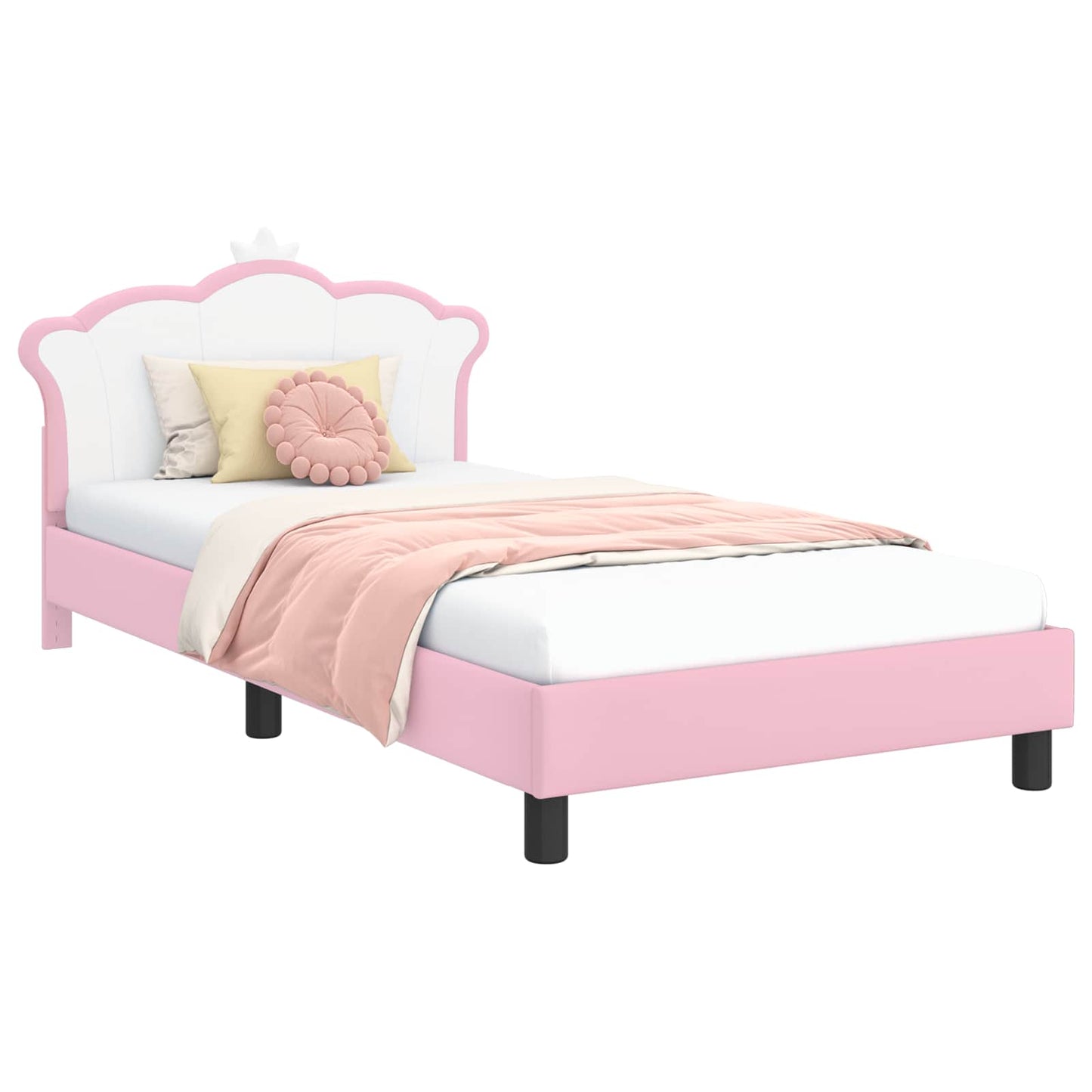 Børnesengestel med hovedgærde Lyserød 90 x 190 cm PU