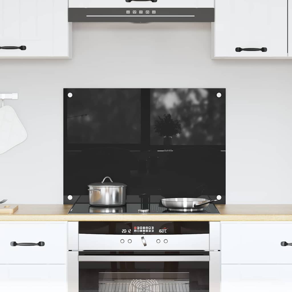 Køkkenbacksplash Sort 70 x 50 cm hærdet glas billede