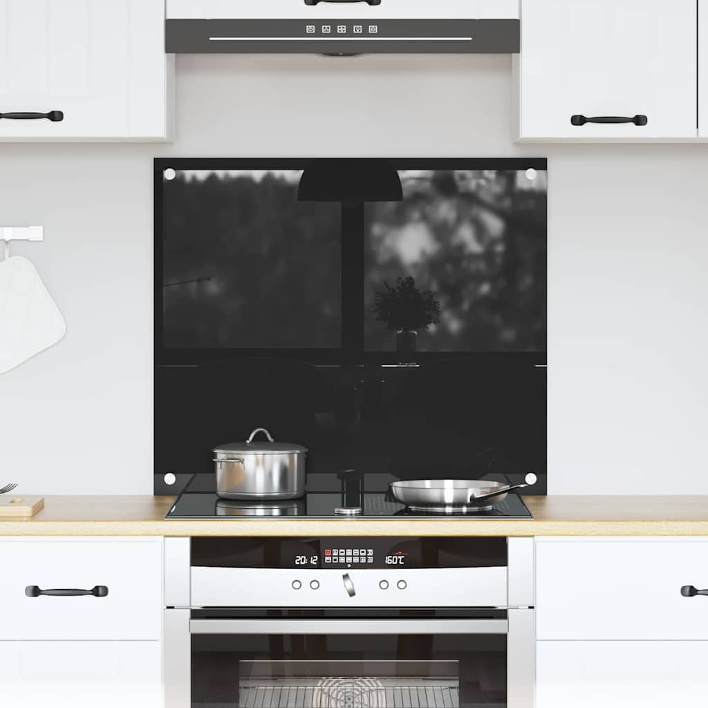 Køkkenbacksplash Sort 70 x 60 cm hærdet glas billede