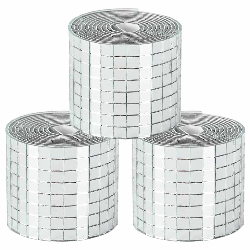 Spejl Mosaik Flise Geometrisk 3 pcs Sølv 100 x 4 cm Glas
