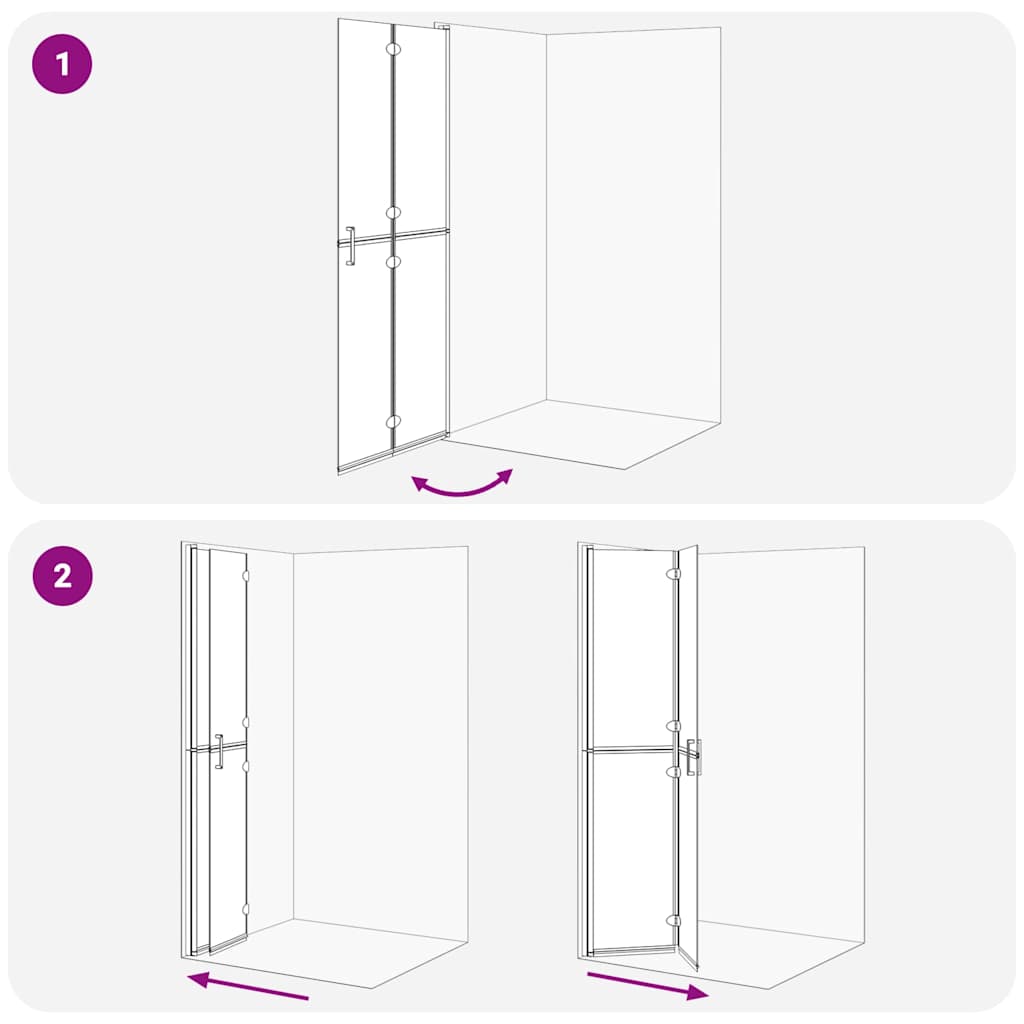 Walk-In brusevæg Sort 80 x 6,5 x 190 cm