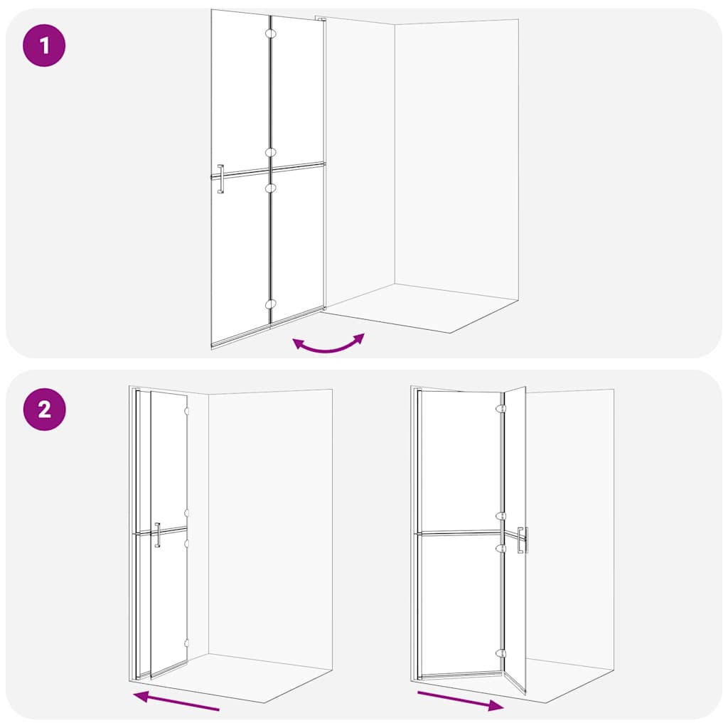Walk-In brusevæg Sort 110 x 6,5 x 190 cm