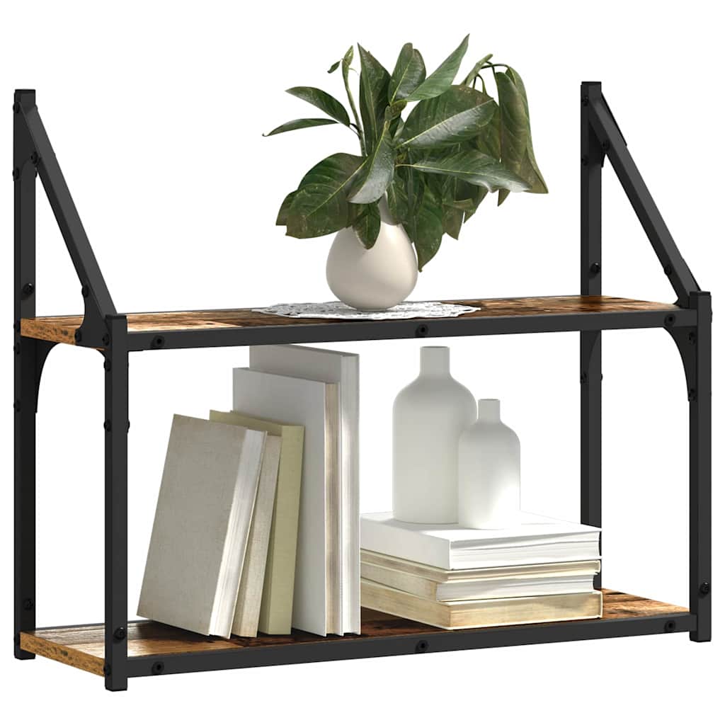 Væghylde med hylde Gammelt træ 60 x 21 x 51 cm Konstrueret træ
