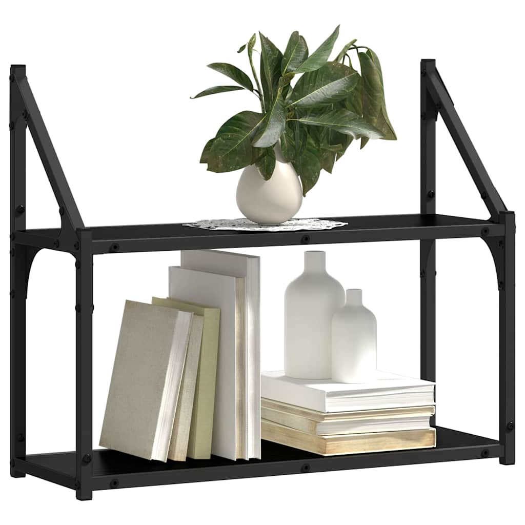 Væghylde med hylde Sort eg 60 x 21 x 51 cm Konstrueret træ