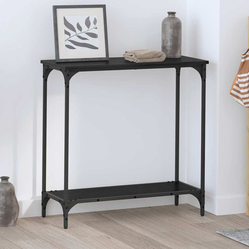 Konsolbord med hylde Sort eg 75 x 30.5 x 75 cm Konstrueret træ