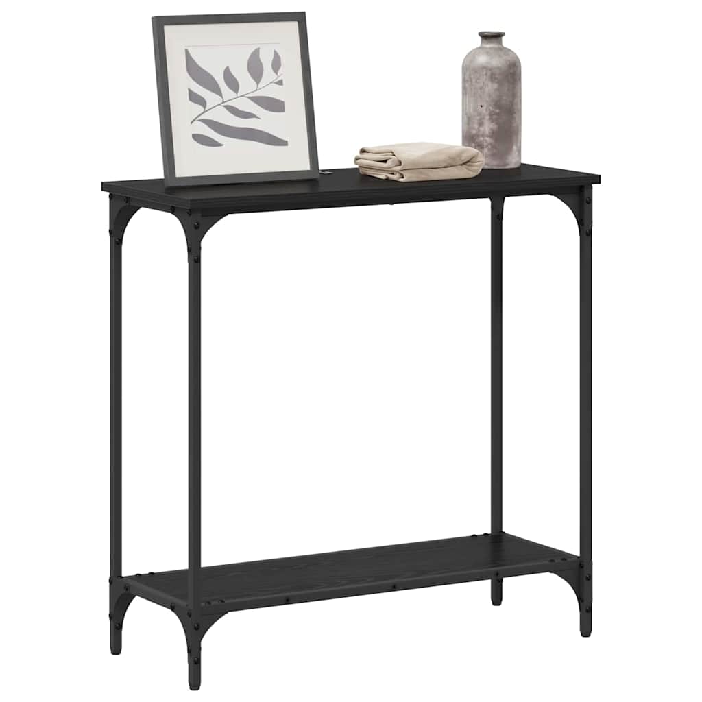 Konsolbord med hylde Sort eg 75 x 30.5 x 75 cm Konstrueret træ
