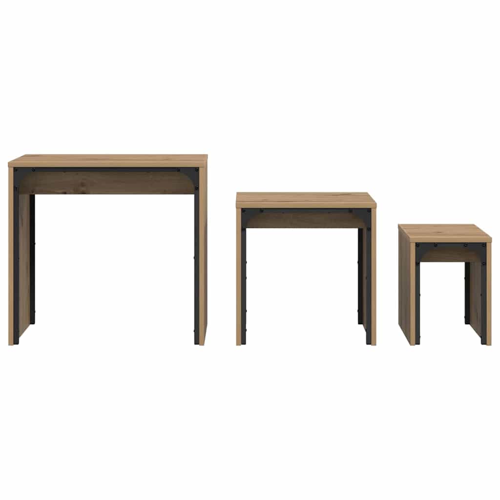 Sofabord 3 stk. Artisan Egetræ 60 x 35 x 56 cm Konstrueret træ