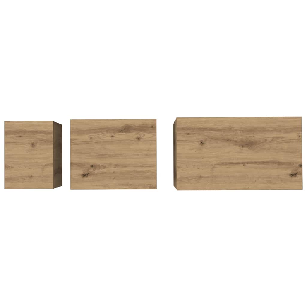 Sofabord 3 stk. Artisan Egetræ 60 x 35 x 56 cm Konstrueret træ
