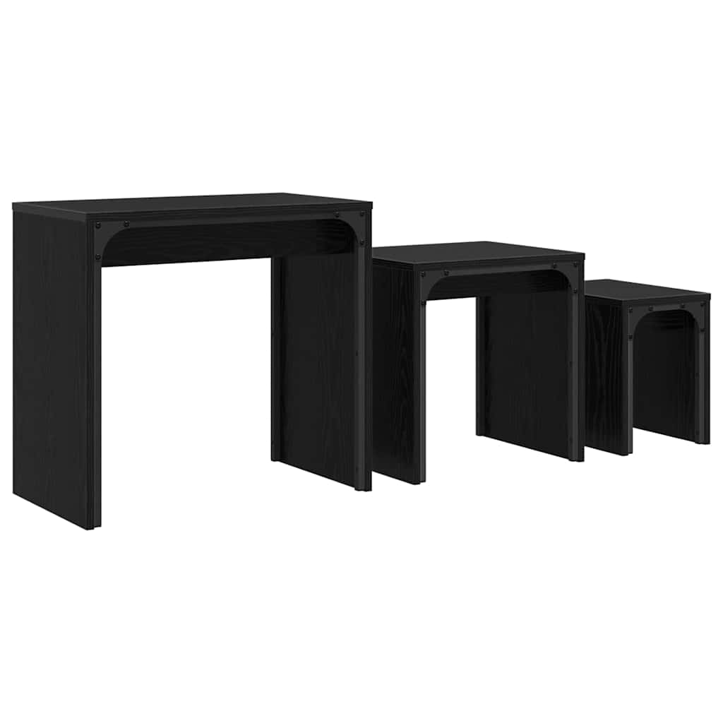 Sofabord 3 stk. Sort eg 60 x 35 x 56 cm Konstrueret træ