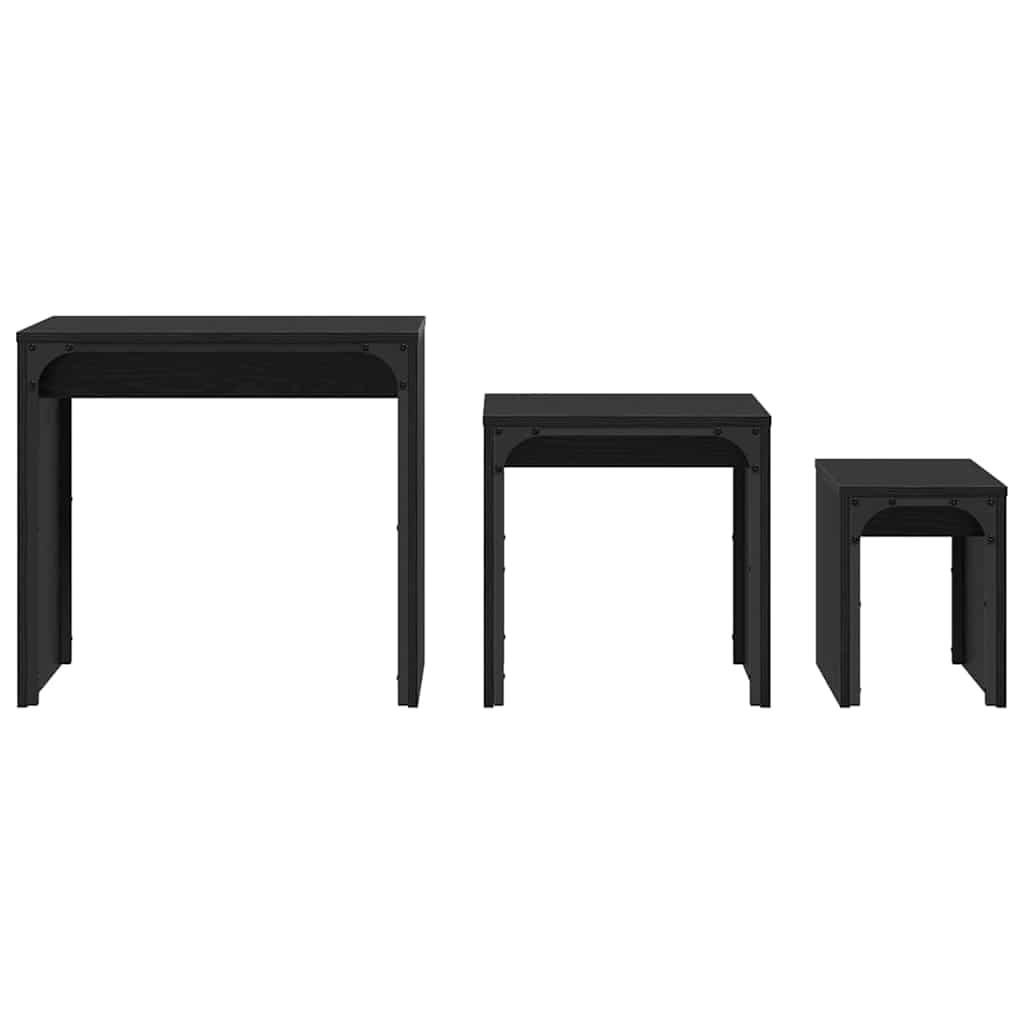 Sofabord 3 stk. Sort eg 60 x 35 x 56 cm Konstrueret træ