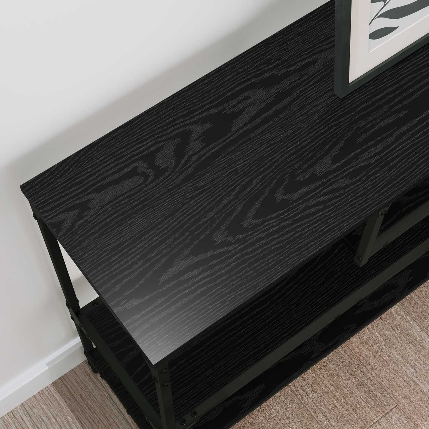 Konsolbord med hylde Sort eg 100 x 30 x 75 cm Konstrueret træ
