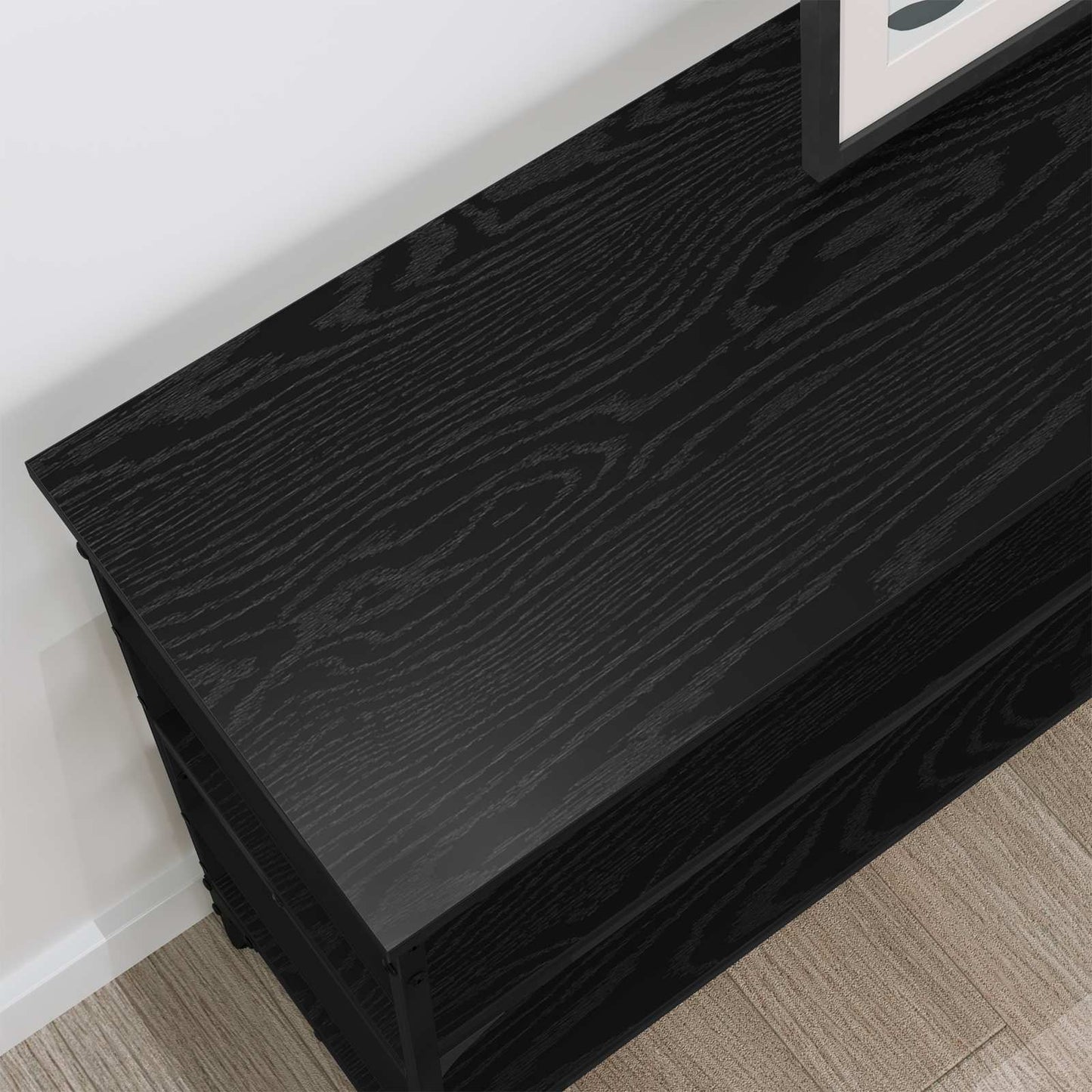 Konsolbord med hylde Sort eg 100 x 32 x 75 cm Konstrueret træ