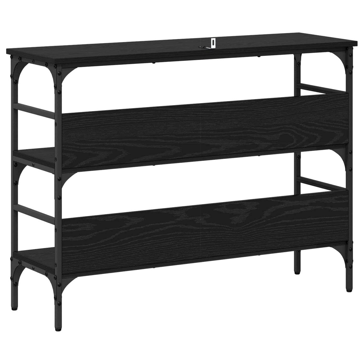 Konsolbord med hylde Sort eg 100 x 32 x 75 cm Konstrueret træ