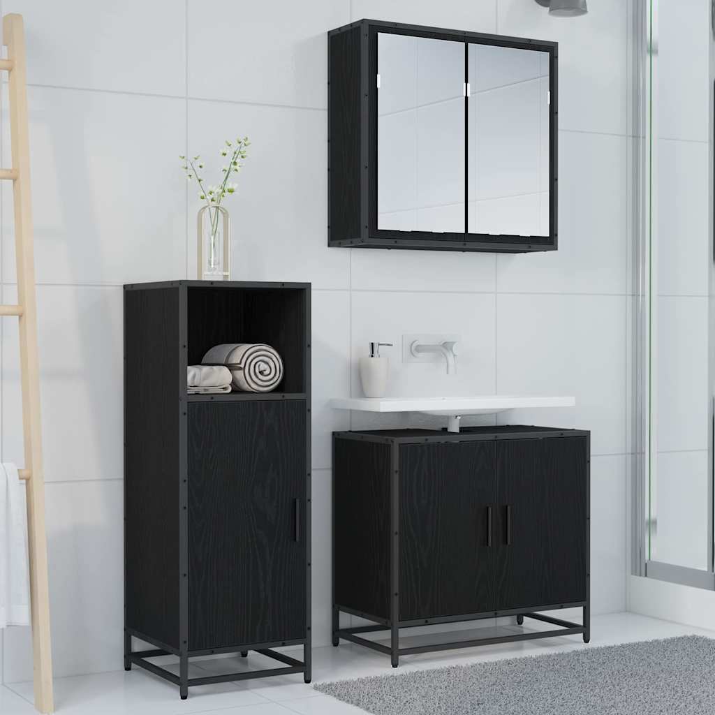Badeværelsesmøbel sæt Sort eg 35 x 37,5 x 100 cm