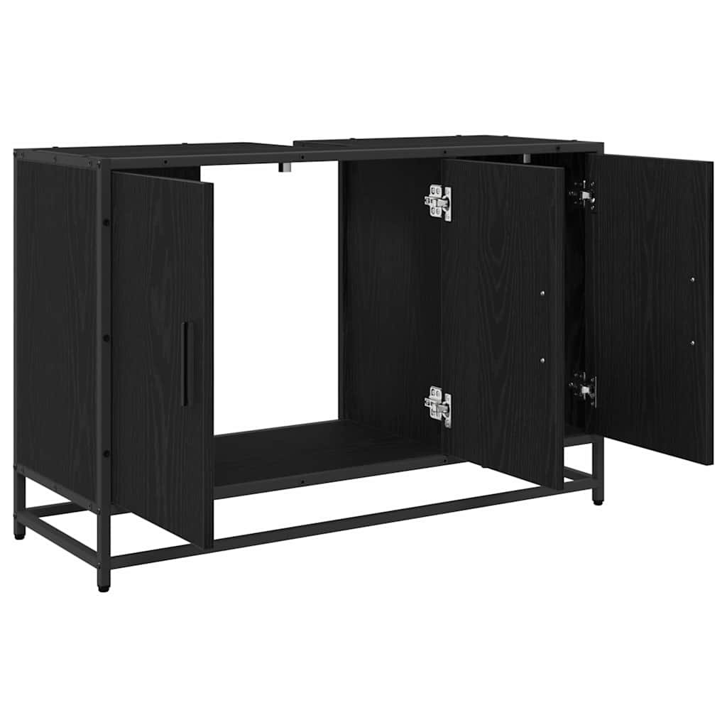 Badeværelsesskab Sort eg 90 x 33 x 60 cm Konstrueret træ