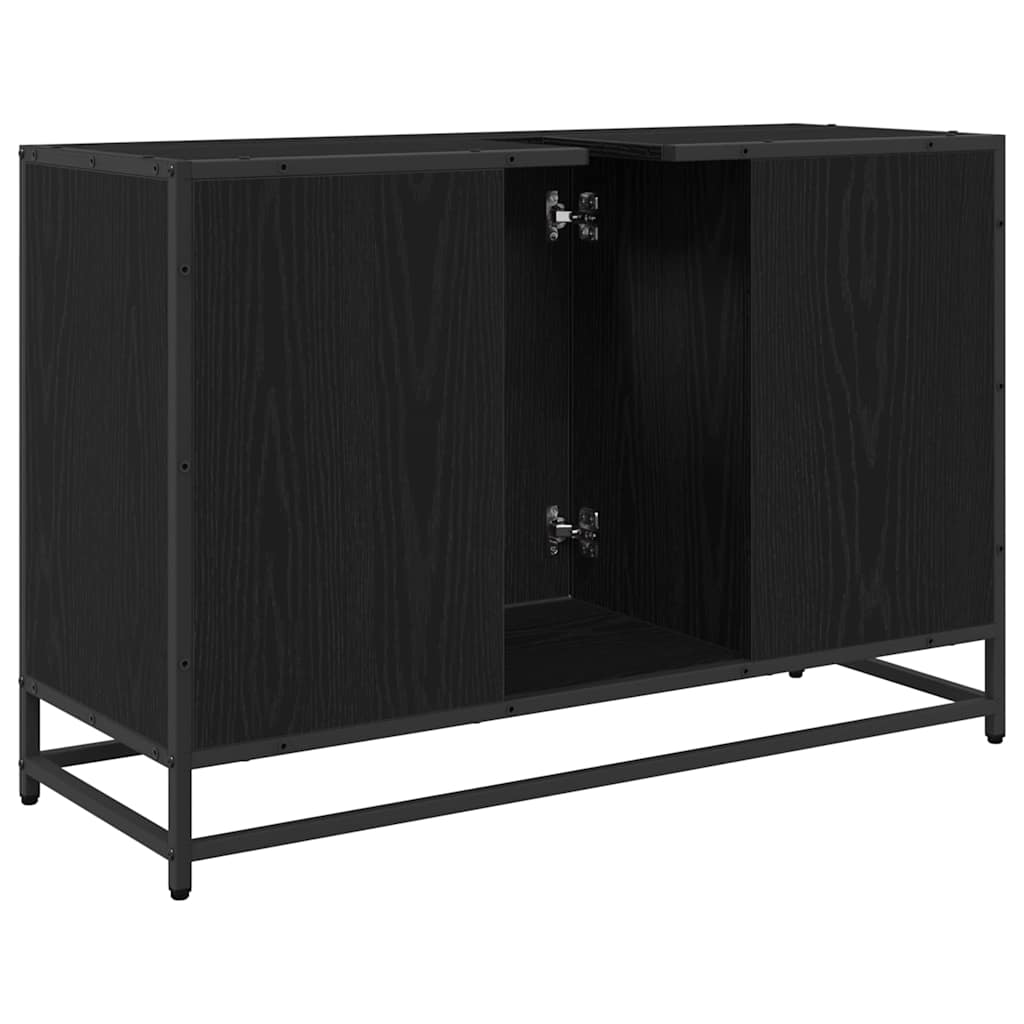 Badeværelsesskab Sort eg 90 x 33 x 60 cm Konstrueret træ