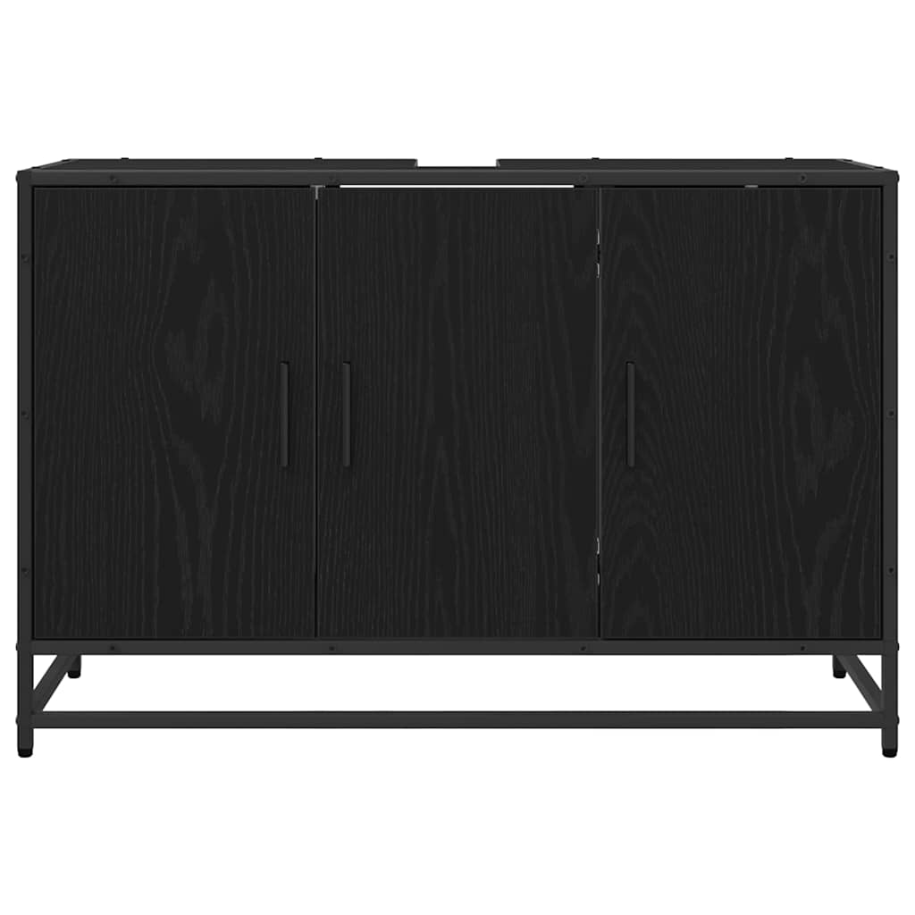 Badeværelsesskab Sort eg 90 x 33 x 60 cm Konstrueret træ