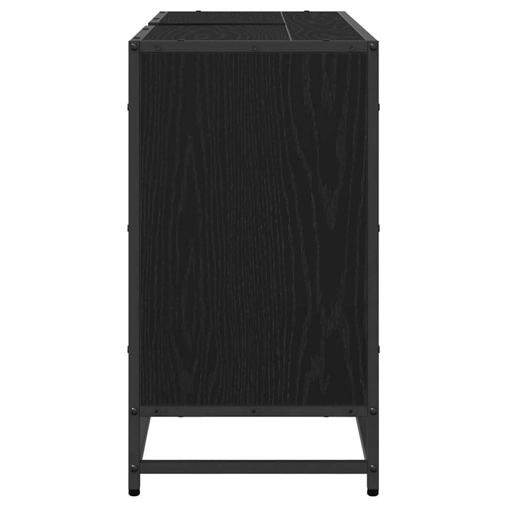 Badeværelsesskab Sort eg 90 x 33 x 60 cm Konstrueret træ