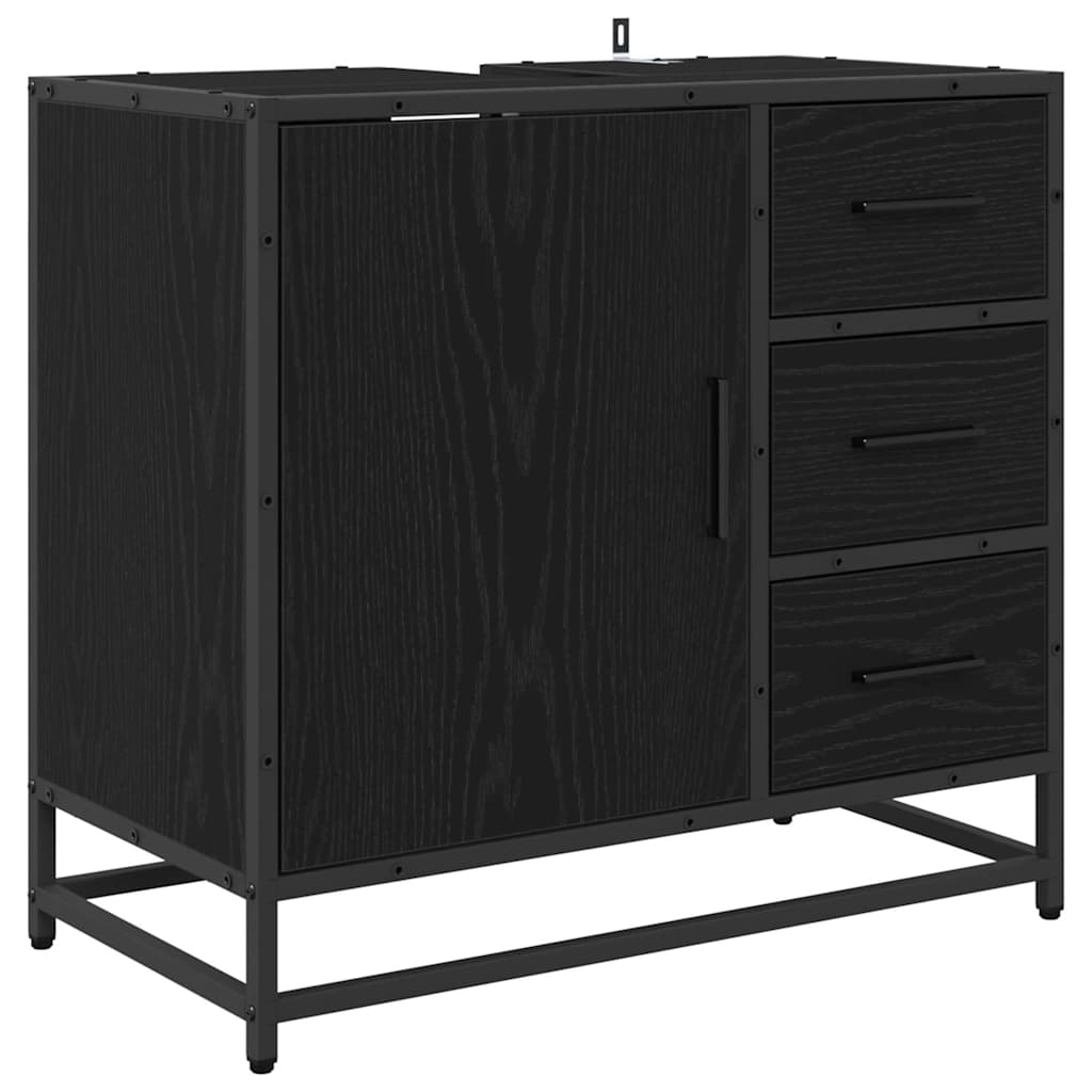 Badeværelsesskab Sort eg 65 x 33 x 60 cm Konstrueret træ