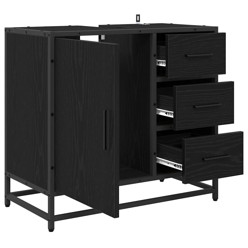 Badeværelsesskab Sort eg 65 x 33 x 60 cm Konstrueret træ