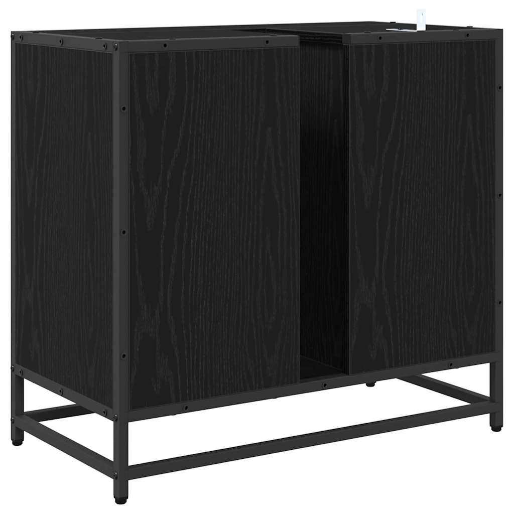 Badeværelsesskab Sort eg 65 x 33 x 60 cm Konstrueret træ