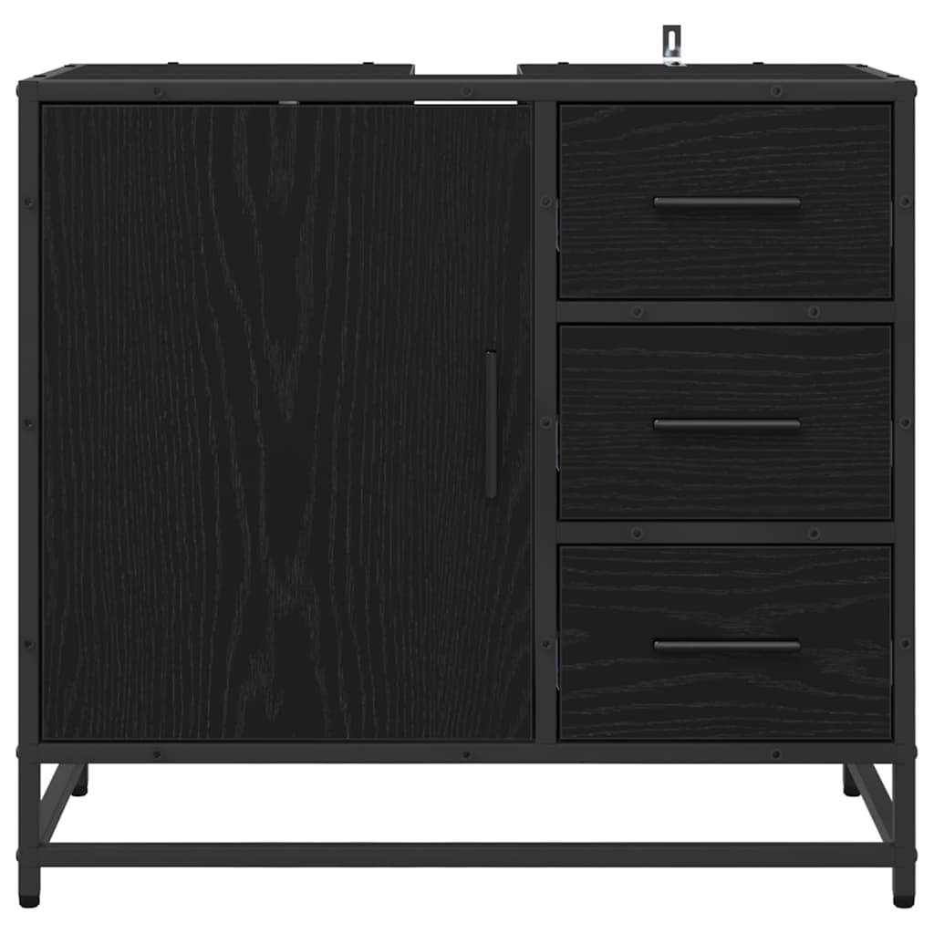 Badeværelsesskab Sort eg 65 x 33 x 60 cm Konstrueret træ