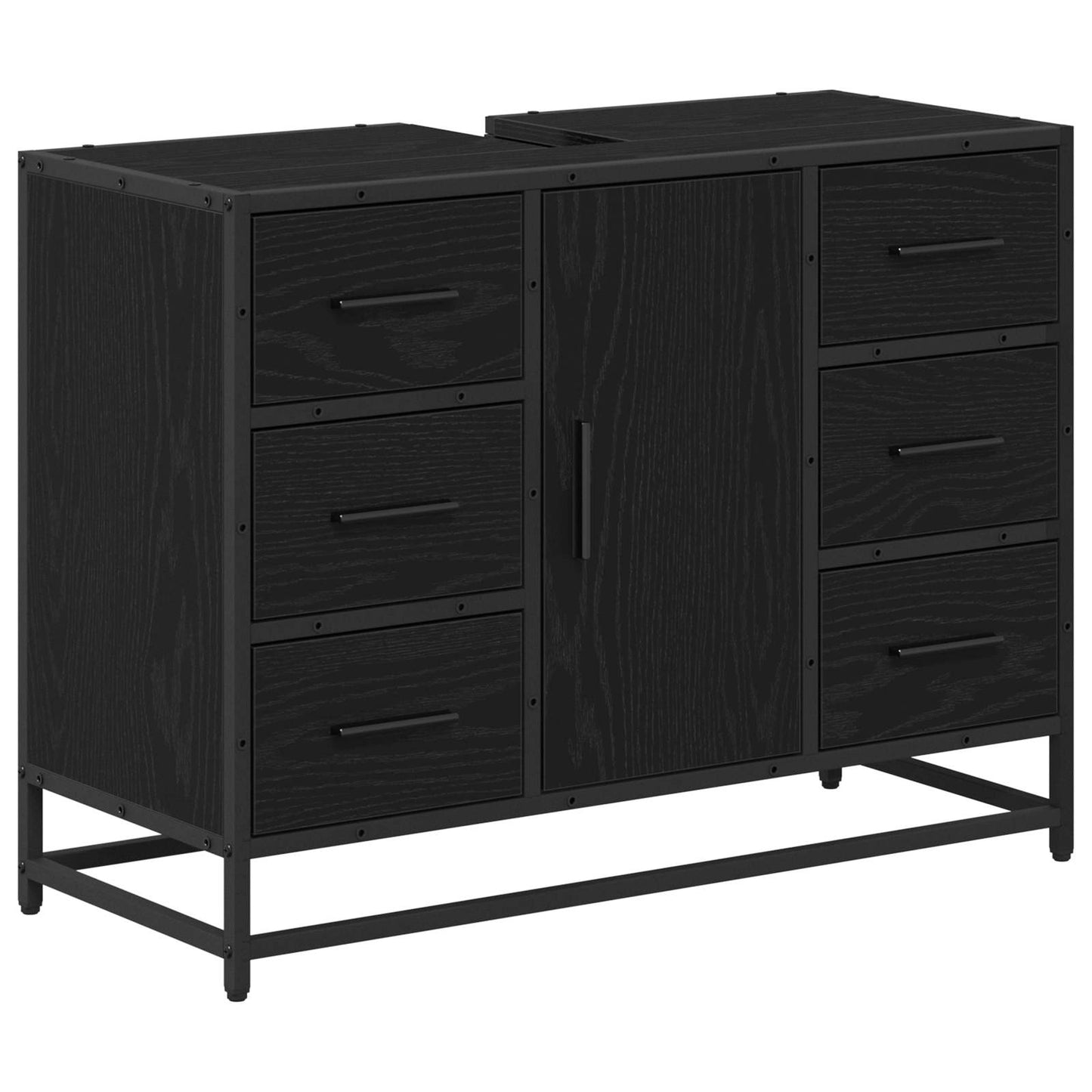 Badeværelsesskab Sort eg 80 x 33 x 60 cm Konstrueret træ