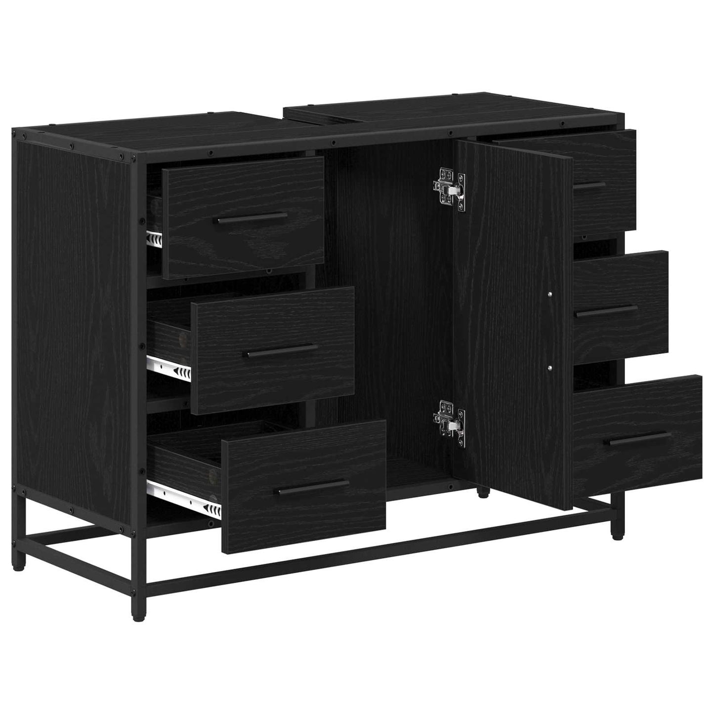 Badeværelsesskab Sort eg 80 x 33 x 60 cm Konstrueret træ