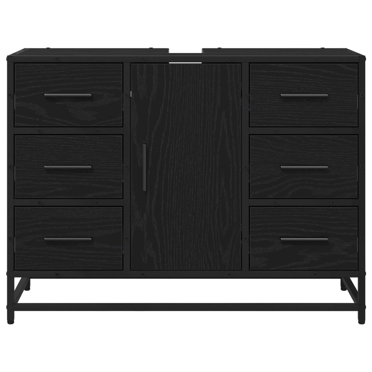 Badeværelsesskab Sort eg 80 x 33 x 60 cm Konstrueret træ