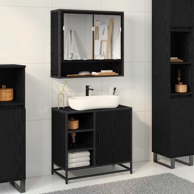 Badeværelsesskab Sort eg 65 x 33 x 60 cm Konstrueret træ