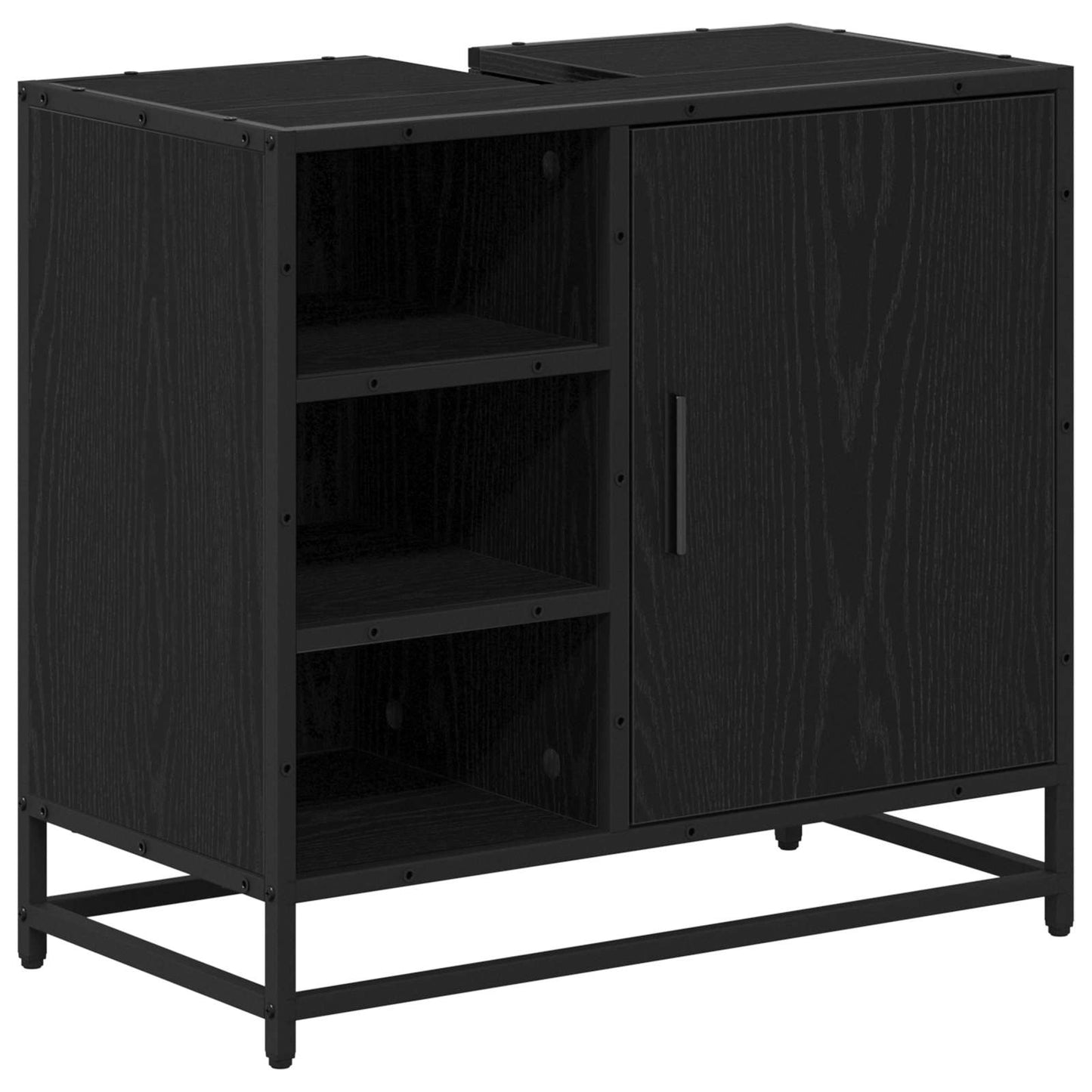 Badeværelsesskab Sort eg 65 x 33 x 60 cm Konstrueret træ