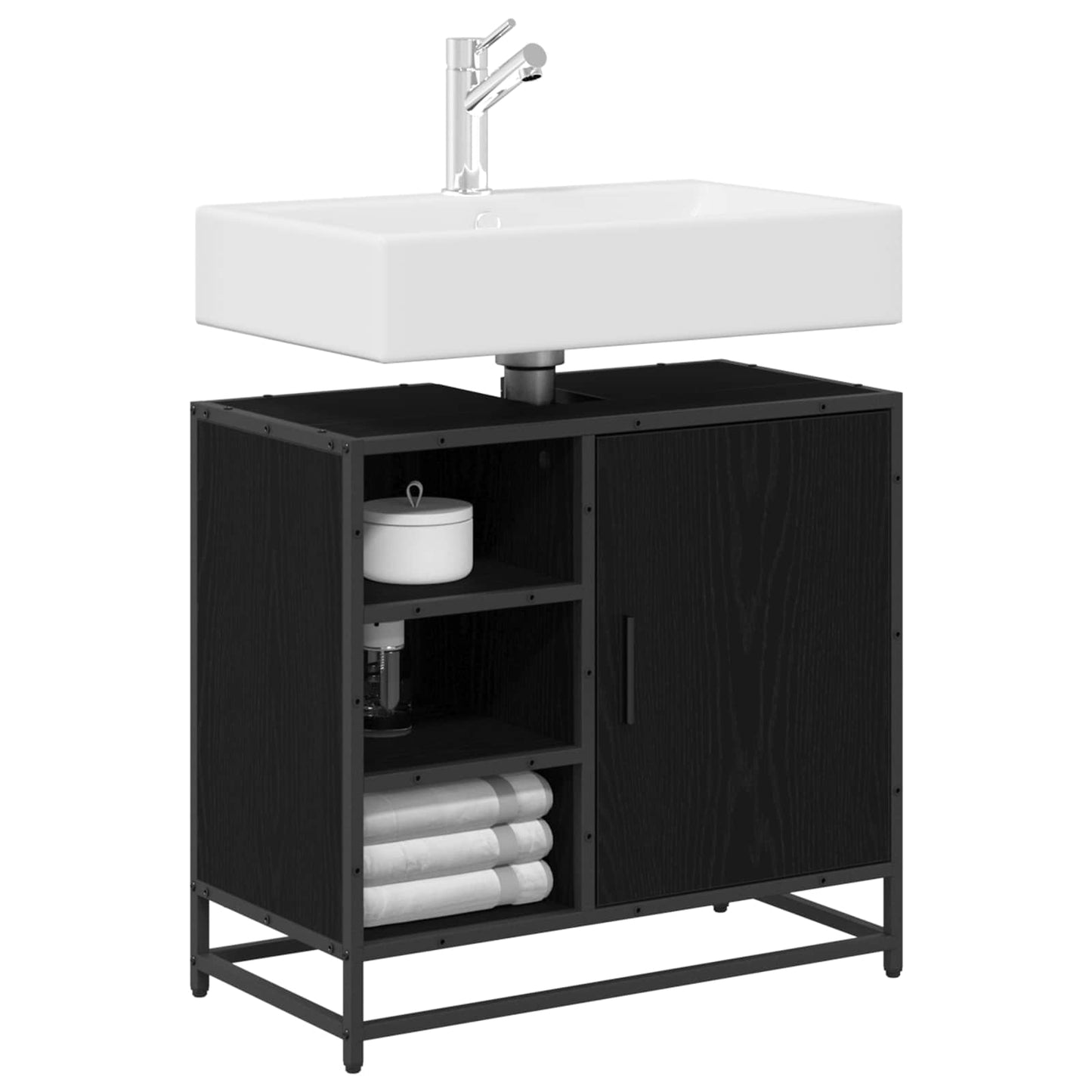 Badeværelsesskab Sort eg 65 x 33 x 60 cm Konstrueret træ
