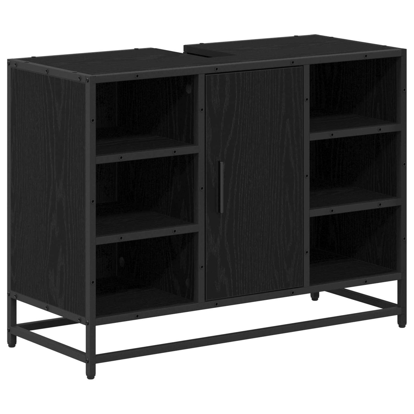 Badeværelsesskab Sort eg 80 x 33 x 60 cm Konstrueret træ