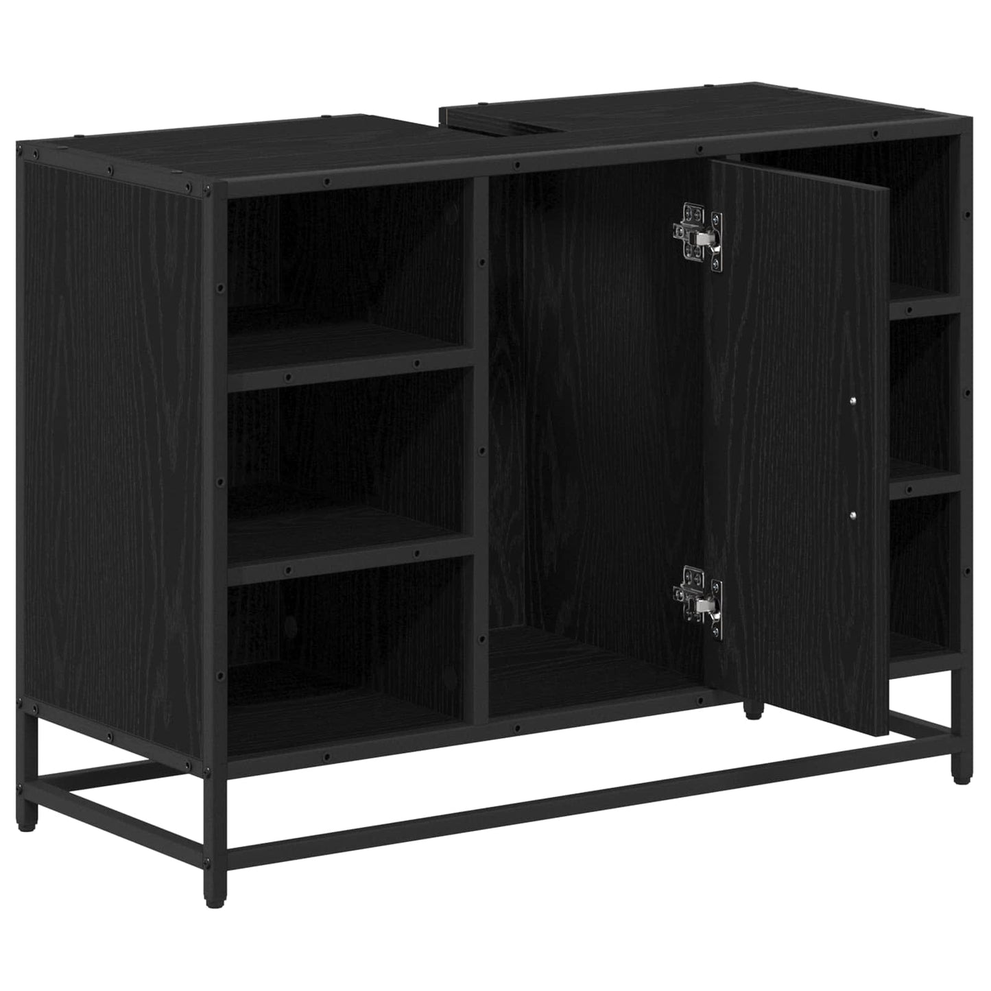 Badeværelsesskab Sort eg 80 x 33 x 60 cm Konstrueret træ