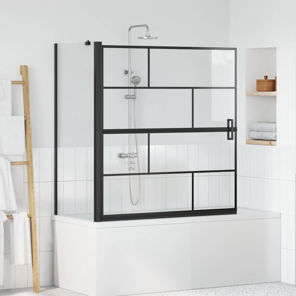 Bruseafskærmning til badekar - sort/gennemsigtig, foldbar 116 × 68 × 128 cm
