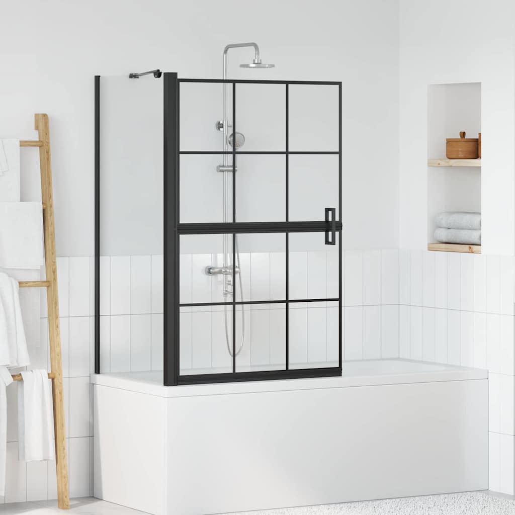 Bruseskærm til badekar - sort/gennemsigtig, 80 × 68 × 128 cm