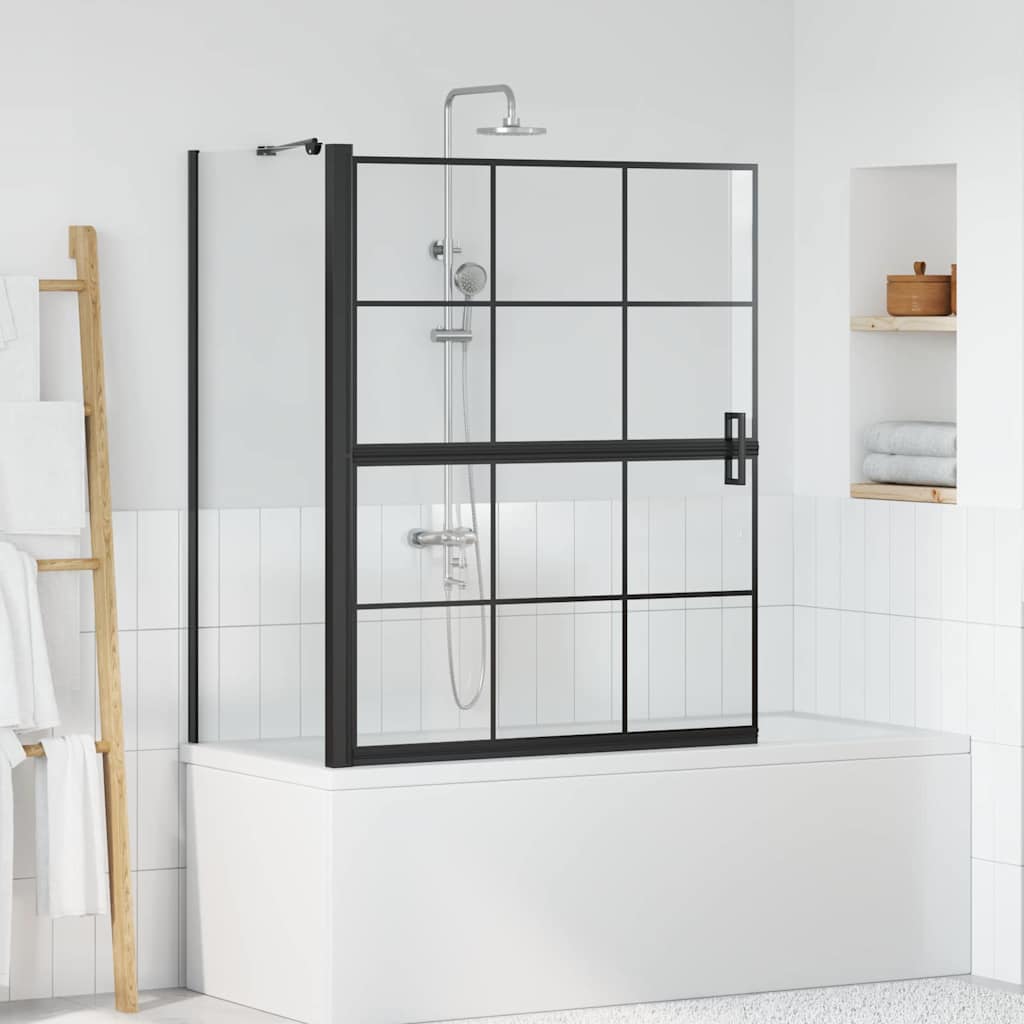Bruseafskærmning til badekar - sort/gennemsigtig, 100 × 68 × 128 cm