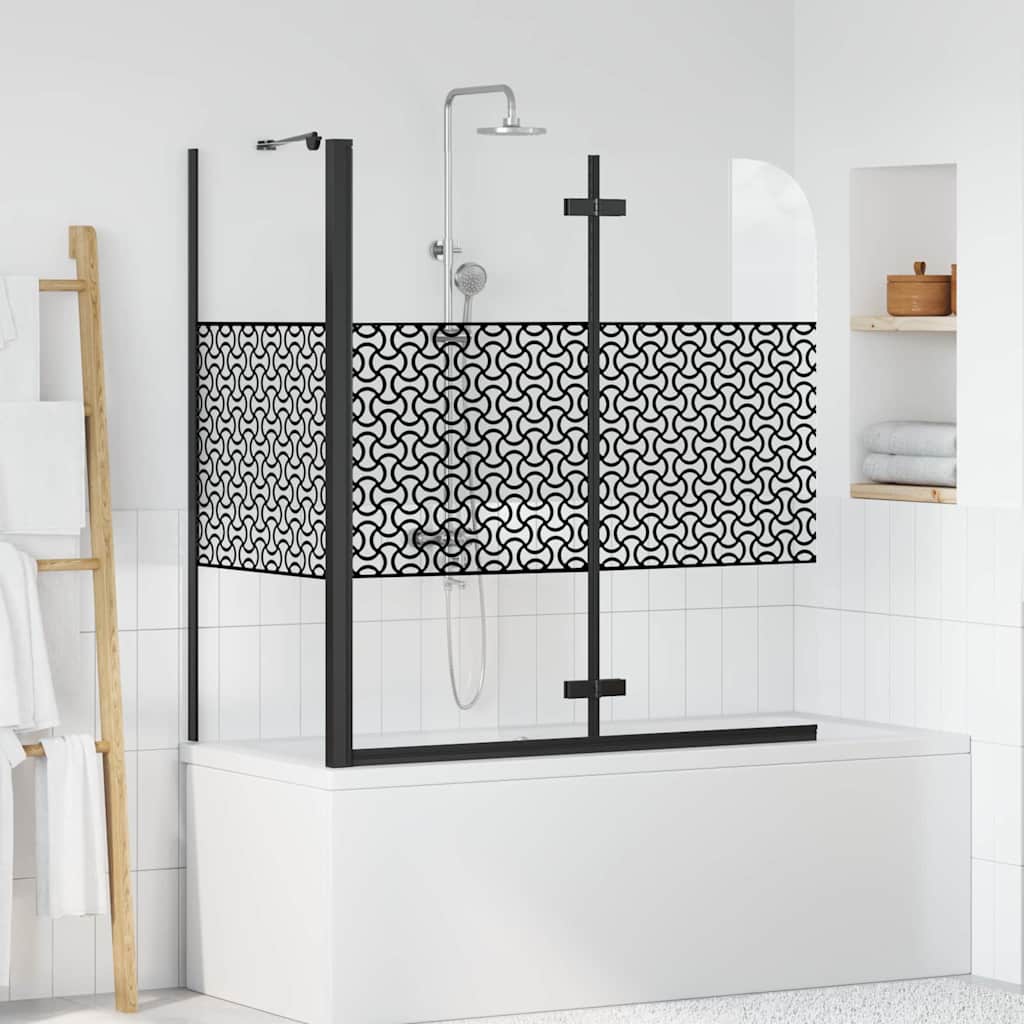 Badafskærmning i sort - 120 × 67 × 129 cm, hærdet glas og aluminium