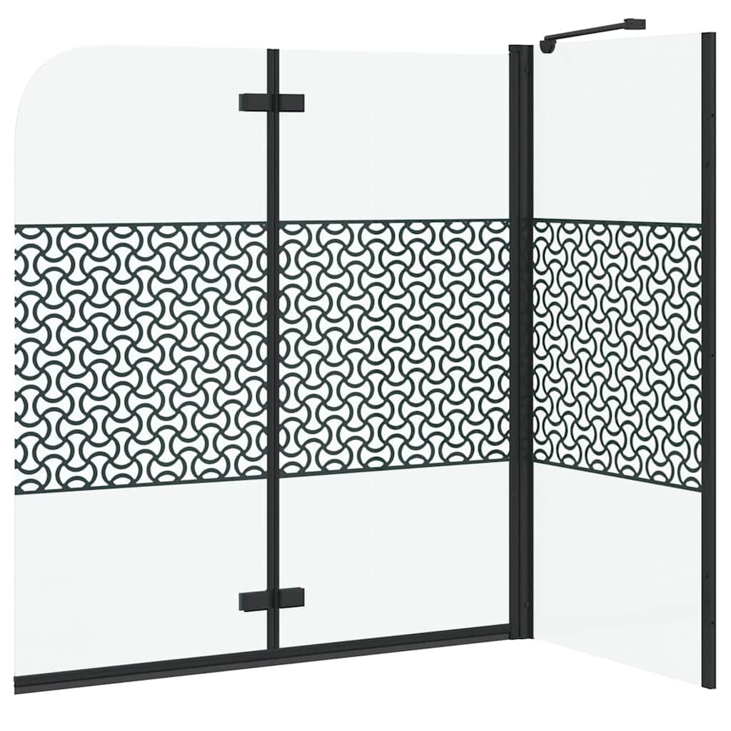 Badafskærmning Sort 120 x 67 x 129 cm Hærdet Glas og Aluminium