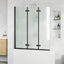 Bruser Indhegning Sort 130 x 138 cm ESG Glas og Aluminium