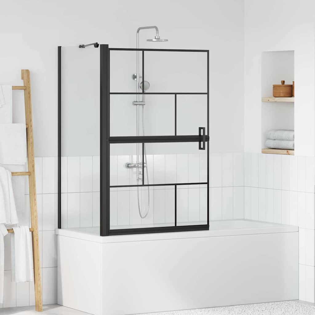 Foldbar bruseskærm i hærdet glas - sort/gennemsigtig 80 × 68 × 128 cm