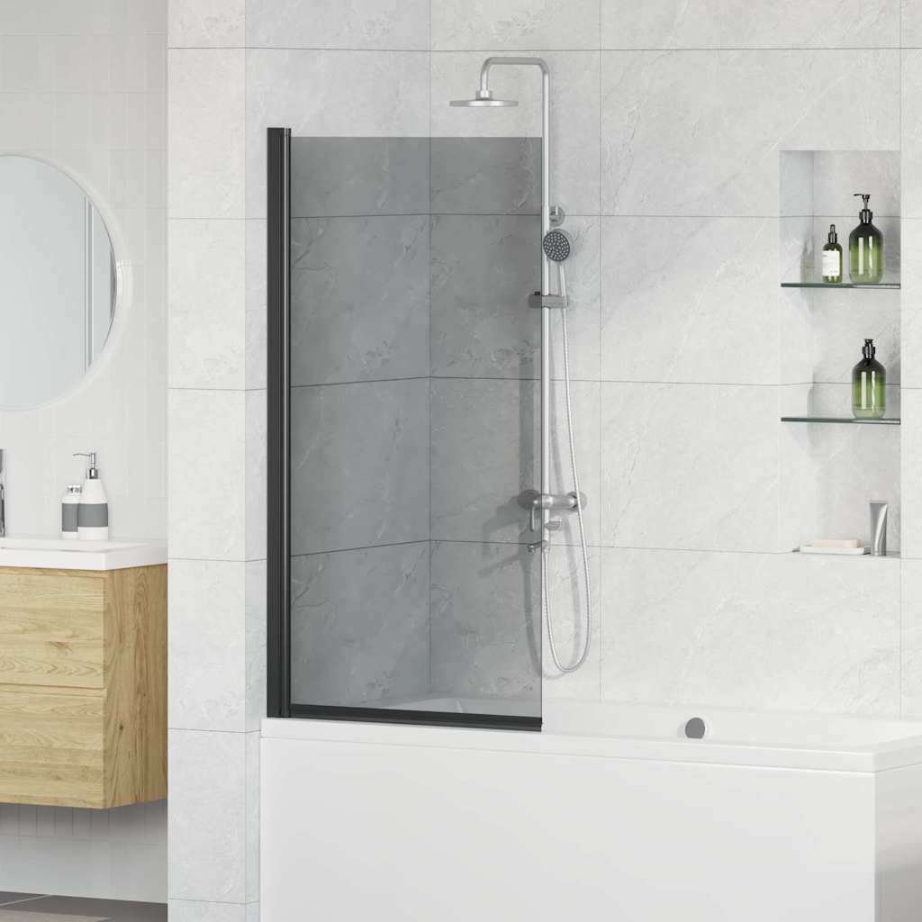 Brusevæg til badekar - sort, 68 × 130 cm, hærdet glas