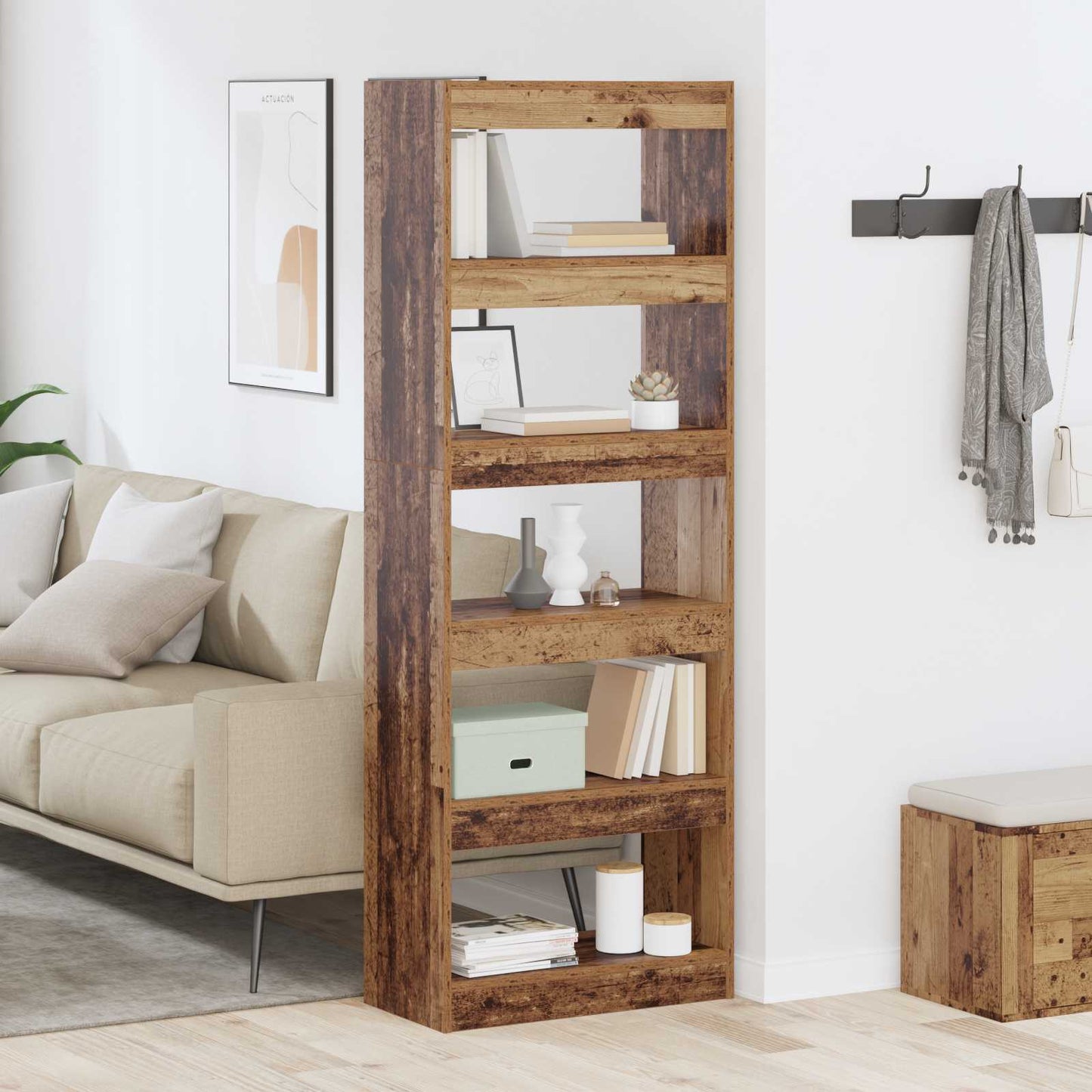 Bogskab Gammelt træ 60 x 30 x 166 cm Konstrueret træ